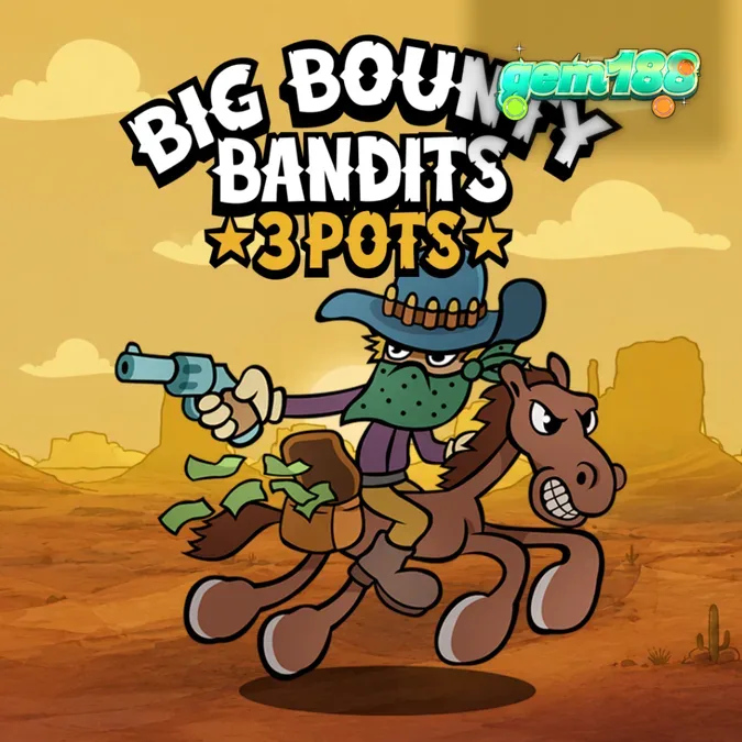 Tampilan visual slot Big Bounty Bandits 3 Pots dengan gaya kartun koboi